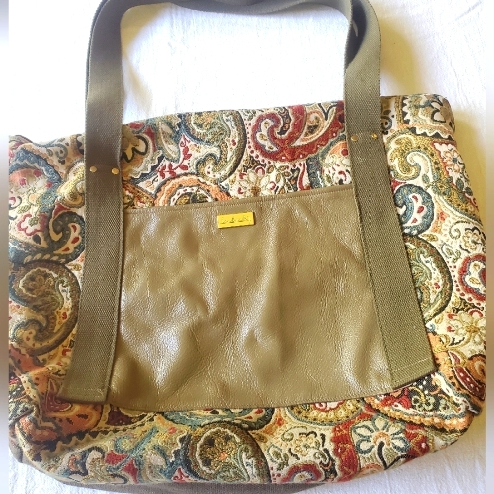 Handmade Unique Embellished Paisley & Leather Tote